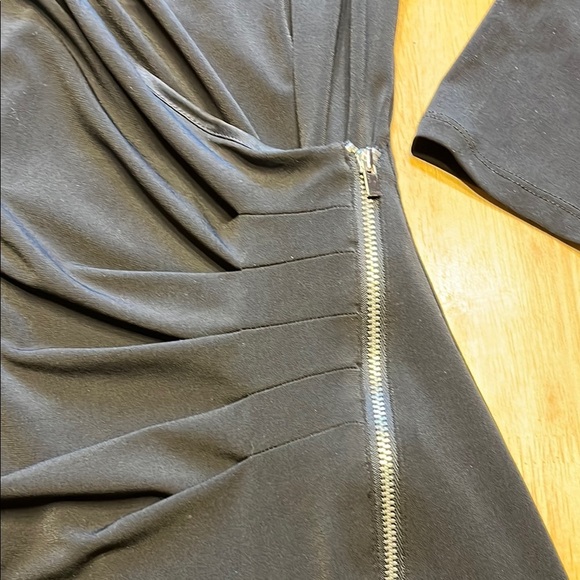 Express Black Sheath Dress V-Neck Ruched - Picture 3 of 5